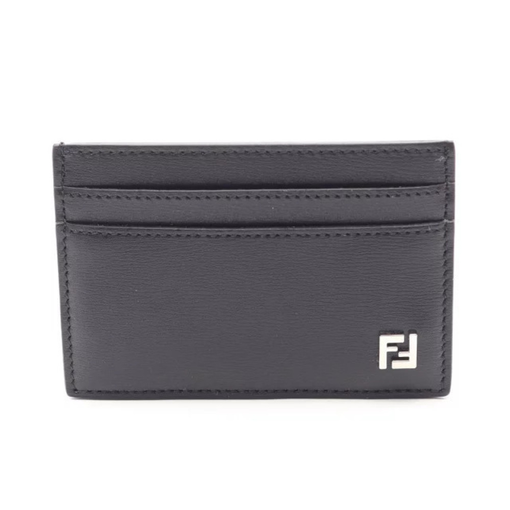 Fendi FF Squared Card Case Wallet Leather Accessory Black